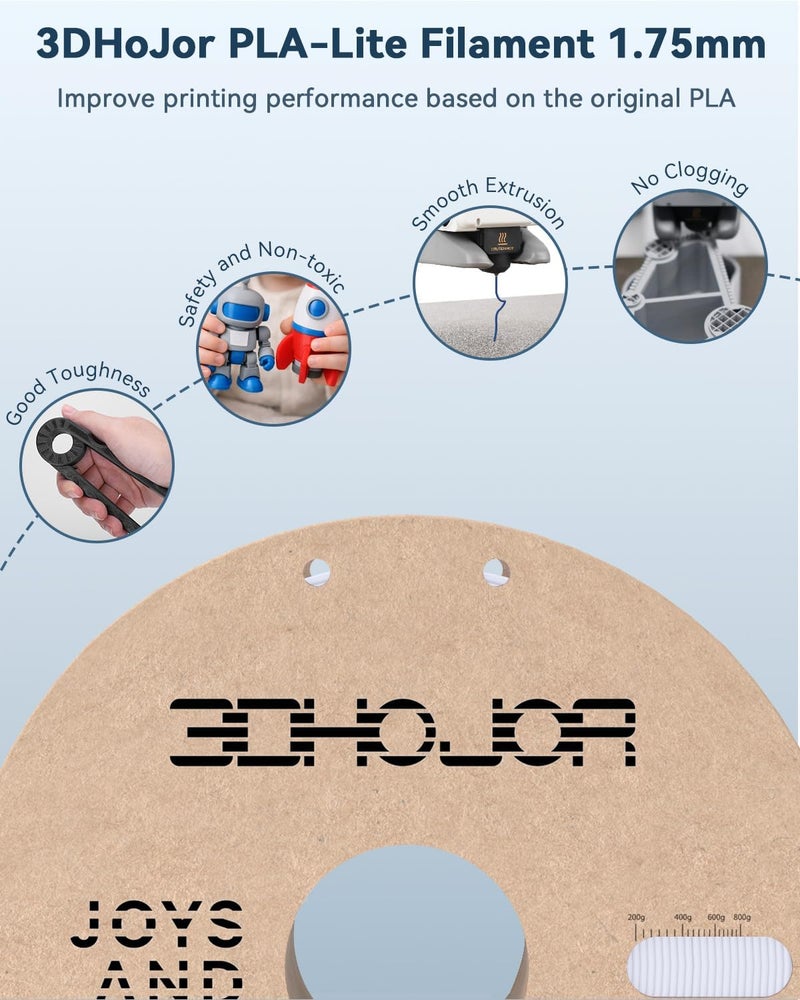 3DHoJor PLA Filament 1.75mm 3D Printer Filament,1kg Cardboard Spool (2.2lbs) Fit Most FDM 3D Printer,Dimensional Accuracy +/- 0.03 mm,Vacuum Packaging-Cold White - Image 4